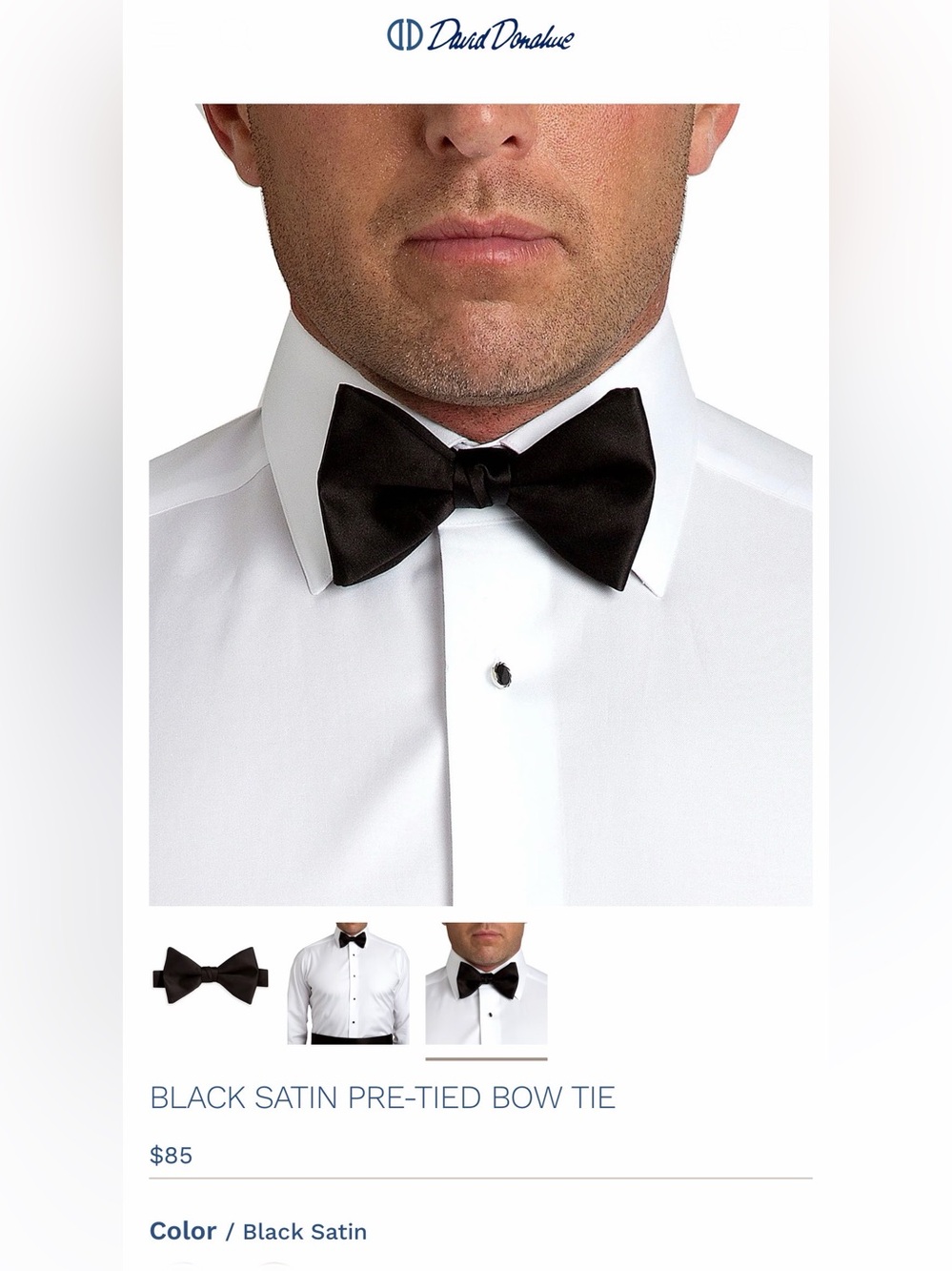 Nordstrom Customer Return . . .  David Donahue Satin Pre-Tied Bow Tie  |  Black